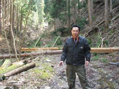 西谷林道での倒木越え①